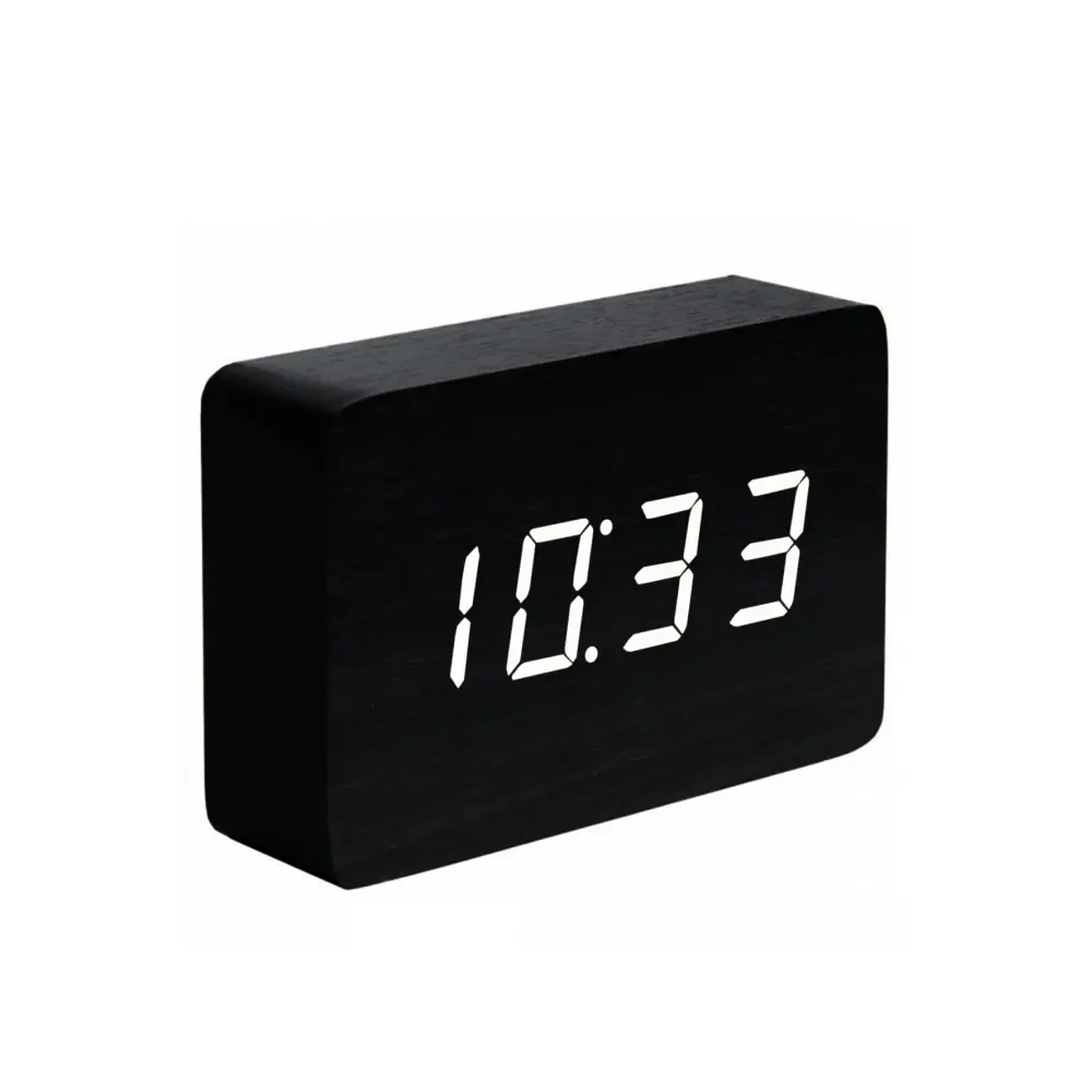 Budzik Brick Click LED Czarny / Biały
