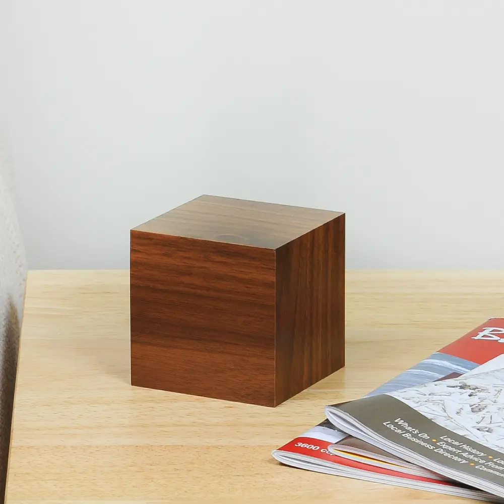 Budzik Wooden Cube Click Brązowy / Czerwony - obrazek 3
