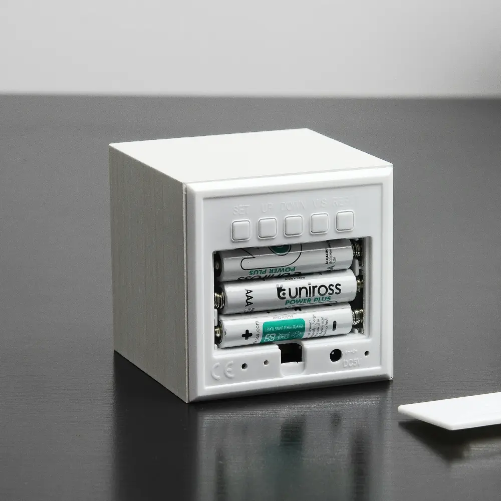 Budzik Wooden Cube Click Biały / Biały LED - obrazek 6