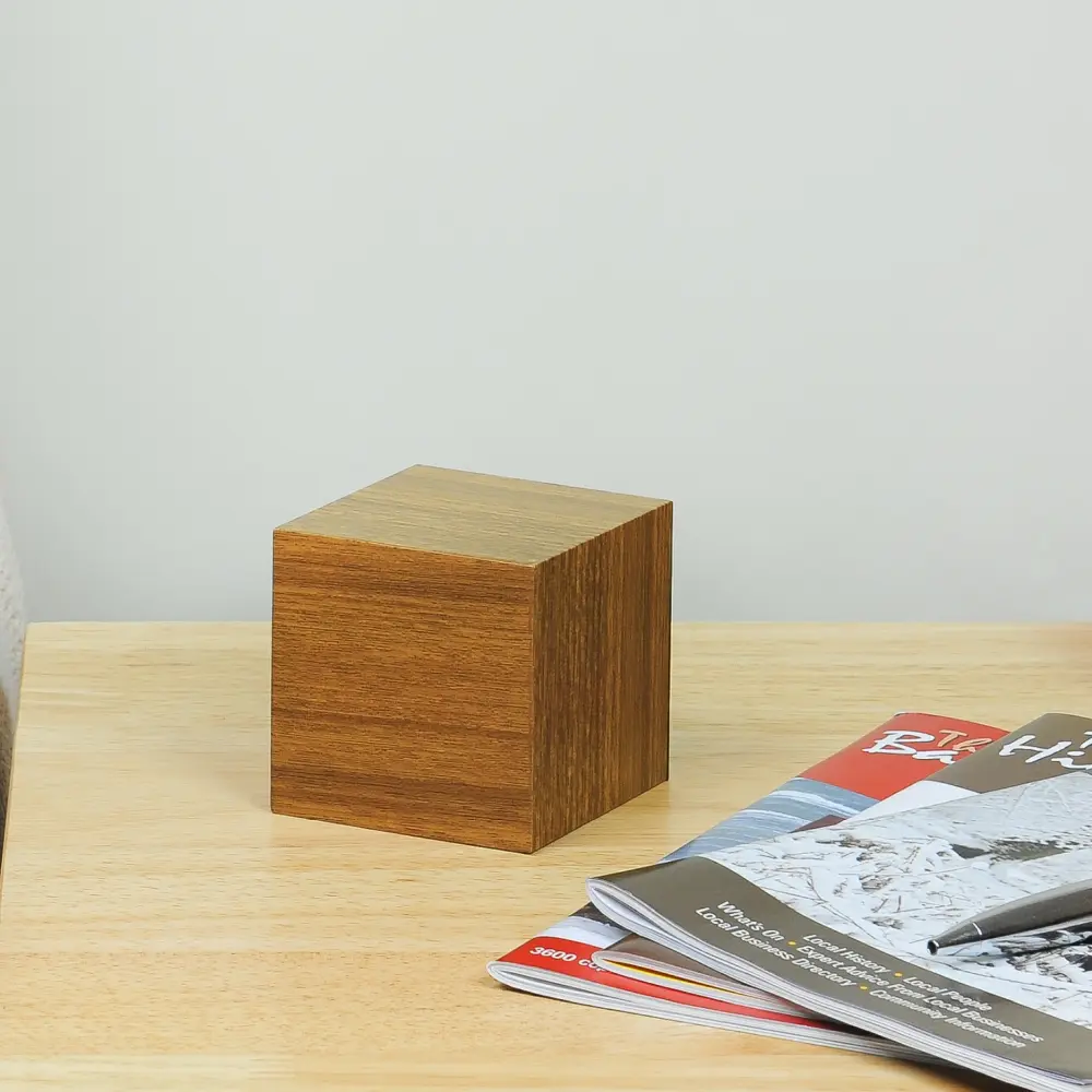 Budzik Wooden Cube Click Teak / Czerwony - obrazek 3