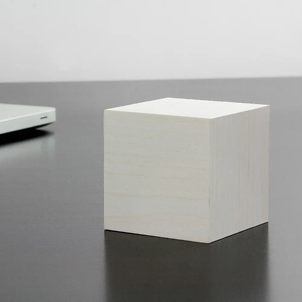 Budzik Wooden Cube Click Biały / Biały LED - obrazek 2