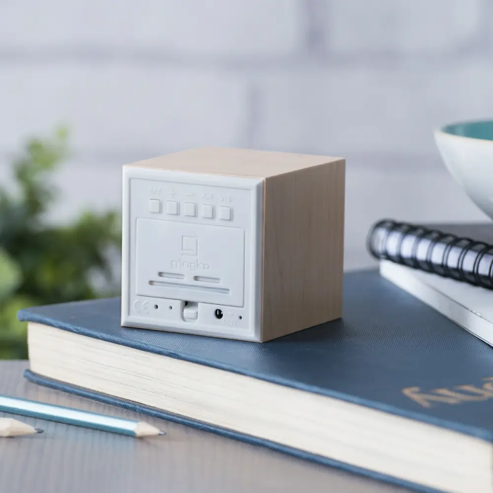 Budzik Wooden Cube Click Klon / Pomarańczowy - obrazek 2