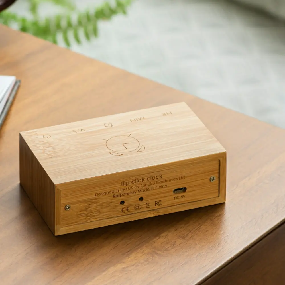 Budzik Flip Cilck Natural Bamboo Wood - obrazek 6