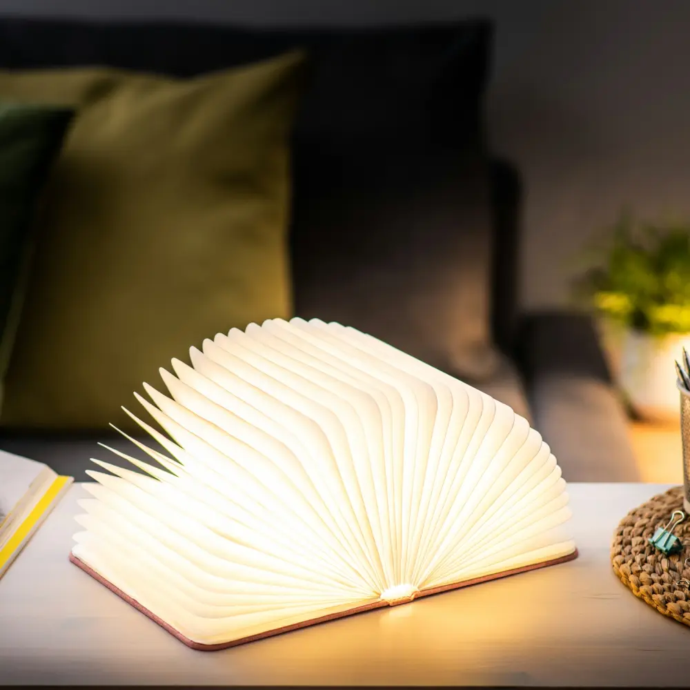 Duża lampa książka Smart Book Blush Pink - wykończenie tkaniną - obrazek 9