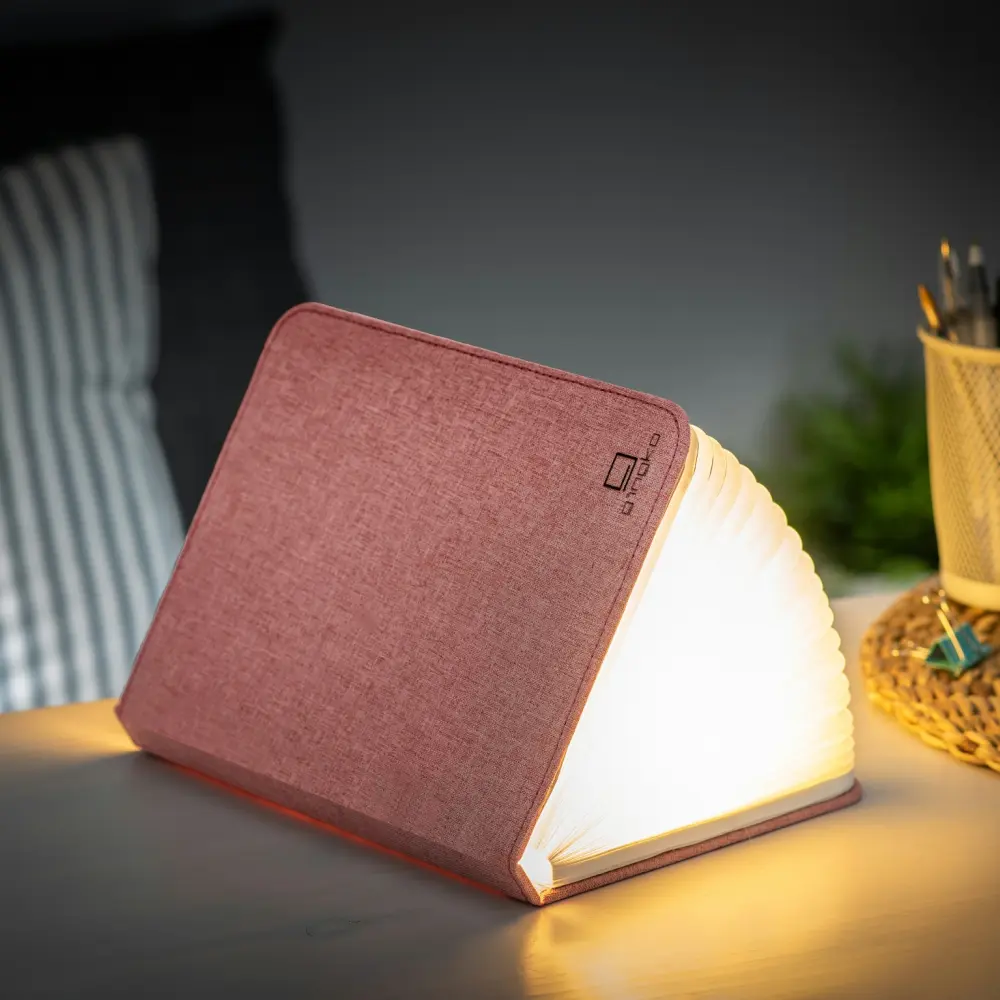 Duża lampa książka Smart Book Blush Pink - wykończenie tkaniną - obrazek 12