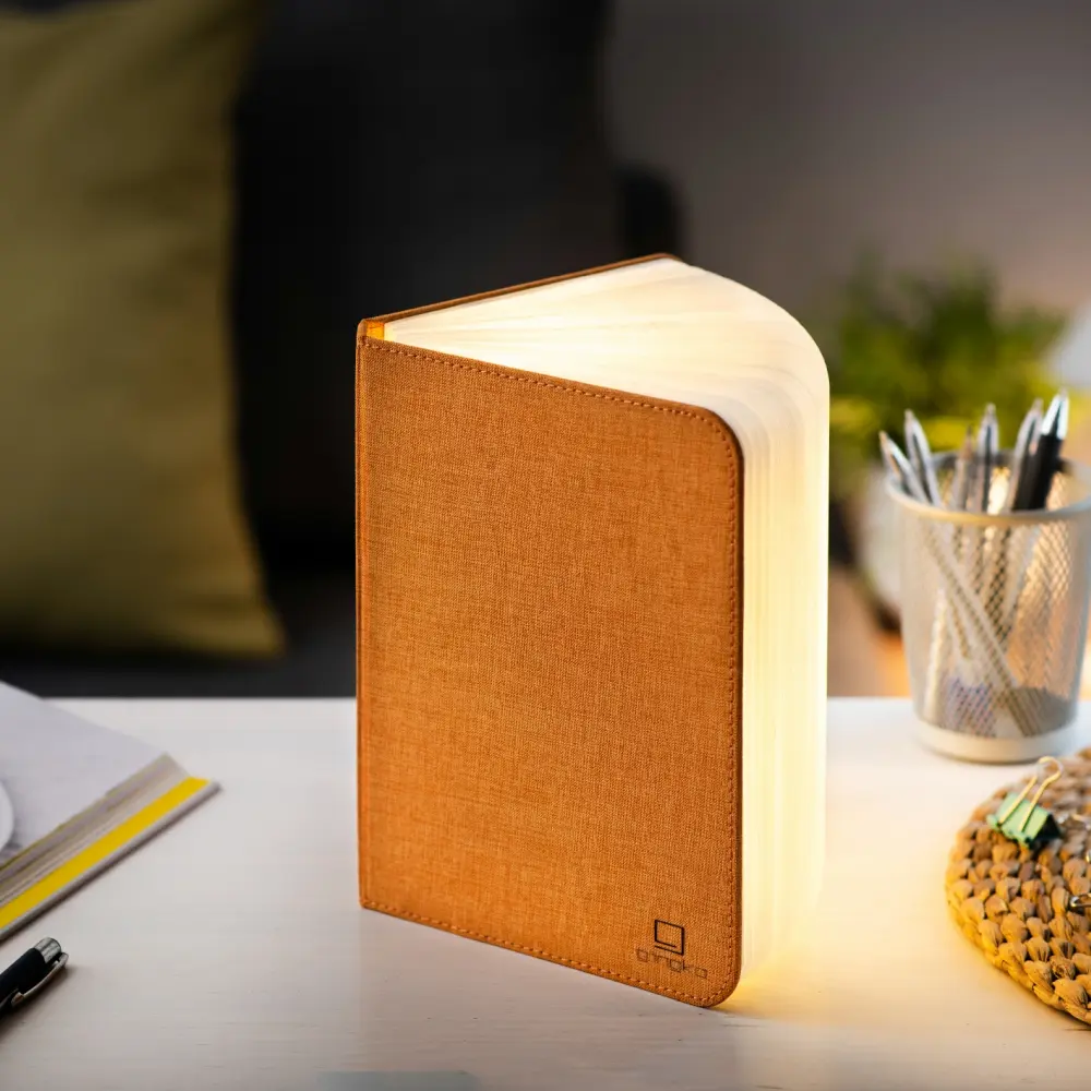 Duża lampa książka Smart Book Harmony Orange - wykończenie tkaniną - obrazek 3