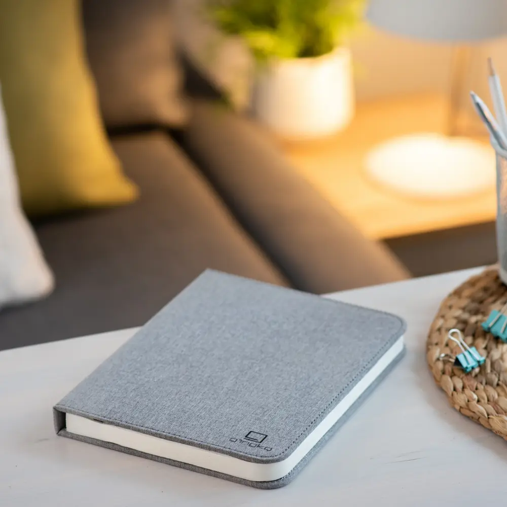 Duża lampa książka Smart Book Urban Grey - wykończenie tkaniną - obrazek 4