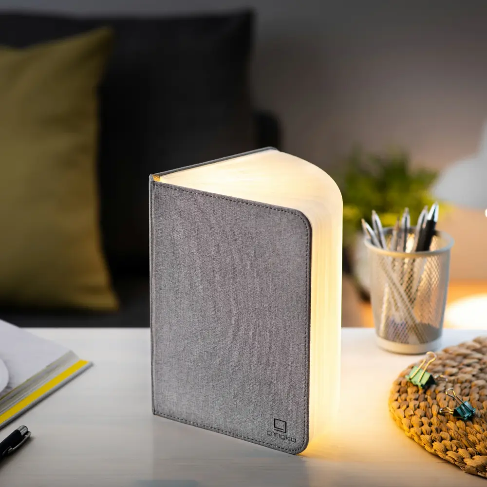 Duża lampa książka Smart Book Urban Grey - wykończenie tkaniną - obrazek 9
