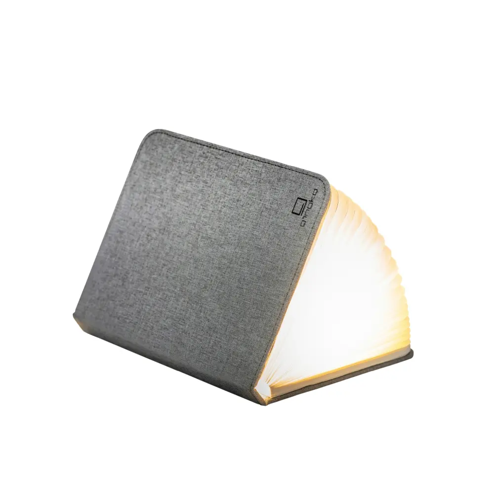 Duża lampa książka Smart Book Urban Grey - wykończenie tkaniną