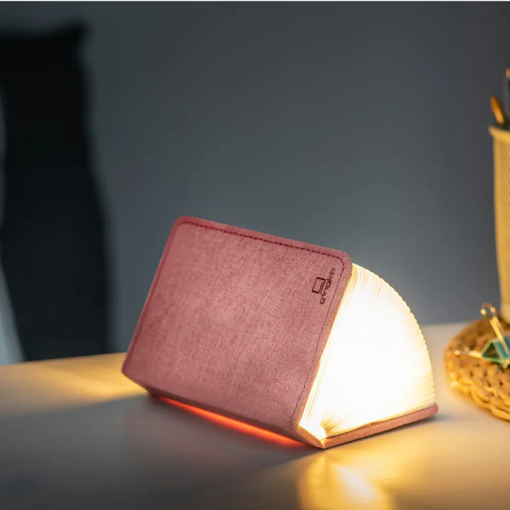 Mini Lampa książka Smart Book Blush Pink - wykończenie tkaniną - obrazek 3