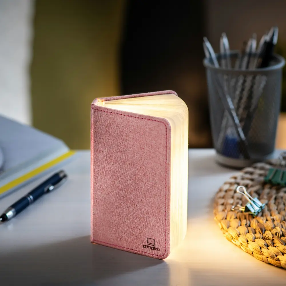 Mini Lampa książka Smart Book Blush Pink - wykończenie tkaniną - obrazek 6
