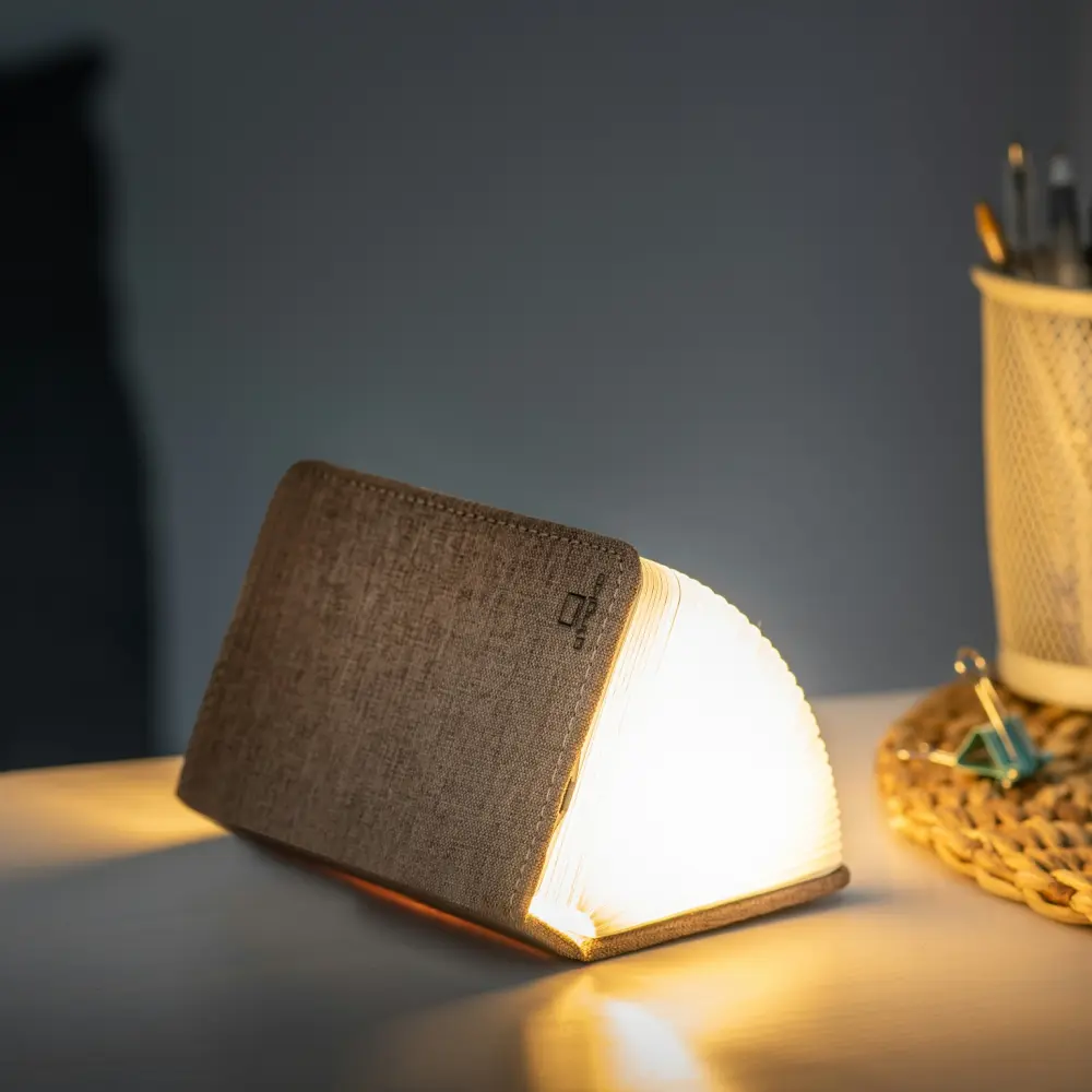 Mini Lampa książka Smart Book Coffee Brown - wykończenie tkaniną - obrazek 4