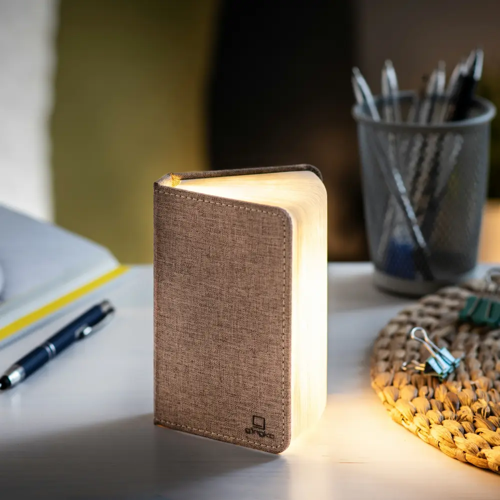 Mini Lampa książka Smart Book Coffee Brown - wykończenie tkaniną - obrazek 8