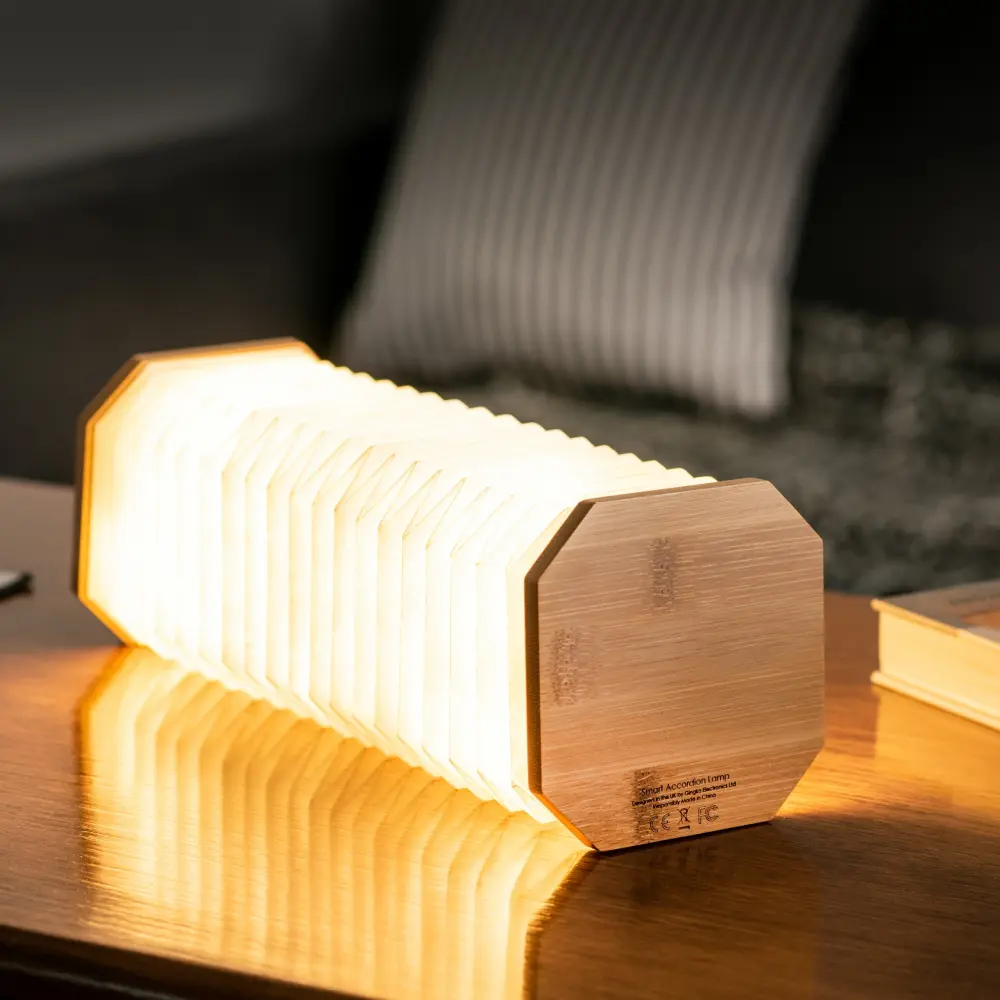 Inteligentna lampa akordeonowa Natural Bamboo Wood - obrazek 16