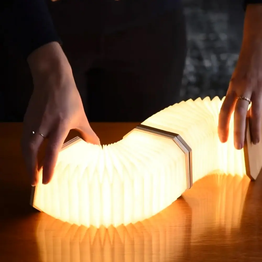 Inteligentna lampa akordeonowa Natural Bamboo Wood - obrazek 20