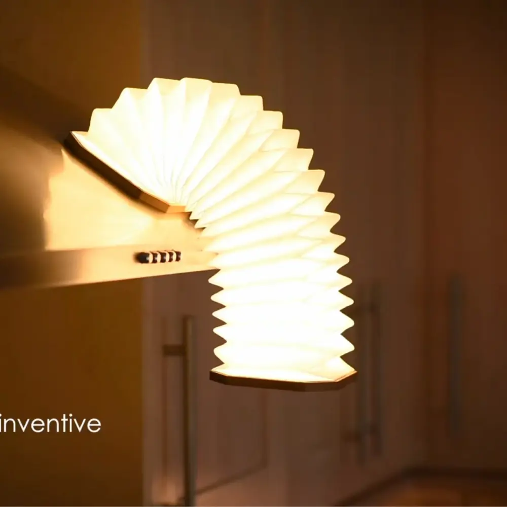 Inteligentna lampa akordeonowa Natural Walnut Wood - obrazek 3