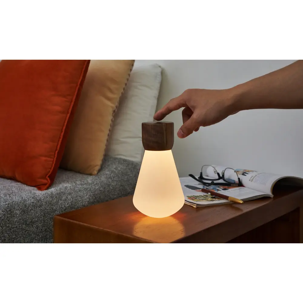 Mini Lampa Żarówka Natural Walnut Wood
