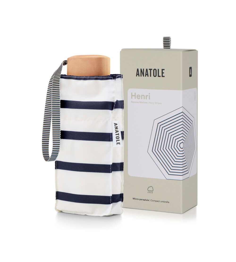 Parasol Compact Stripes Granatowe paski - obrazek 2
