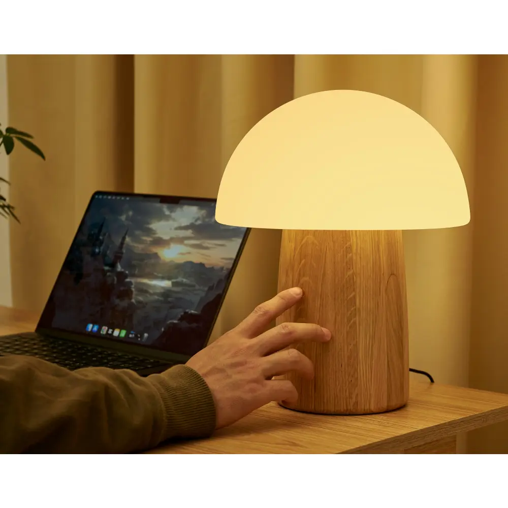 Duża Lampa Alice Mushroom Natural Walnut Wood - obrazek 3