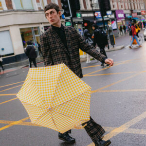 Parasol Compact Tweed & Check Kratka Gingham Żółty - Thumbnail Image 5