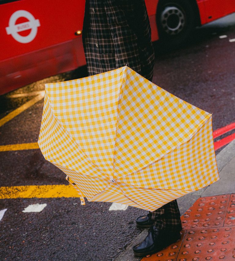 Parasol Compact Tweed & Check Kratka Gingham Żółty - obrazek 3