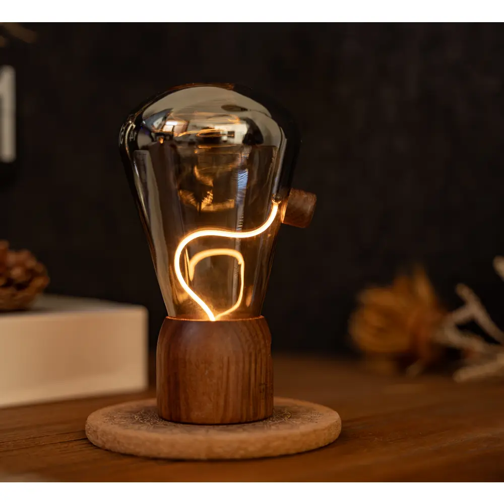 Lampa Opal Drift Natural Walnut Wood - obrazek 9