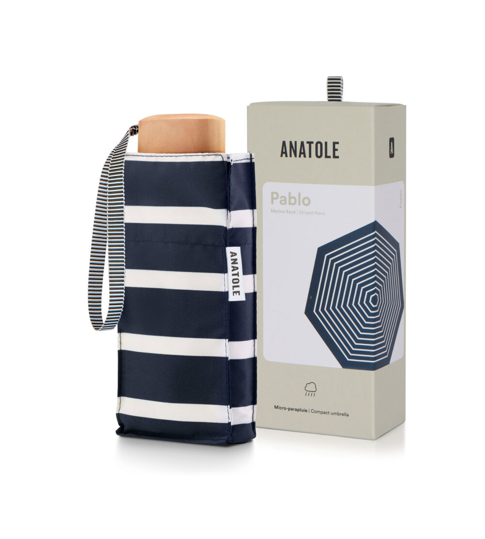 Parasol Compact Stripes Granatowe paski - obrazek 4