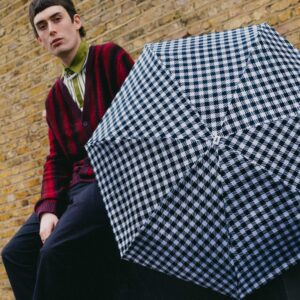 Parasol Compact Tweed & Check Kratka Gingham Czarny - Thumbnail Image 4