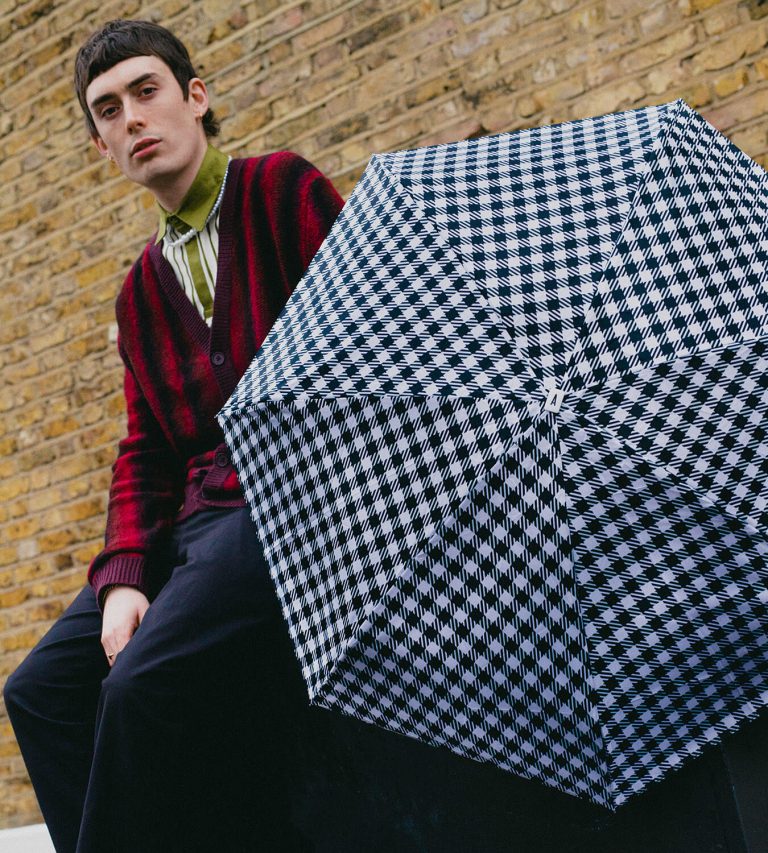 Parasol Compact Tweed & Check Kratka Gingham Czarny - obrazek 4