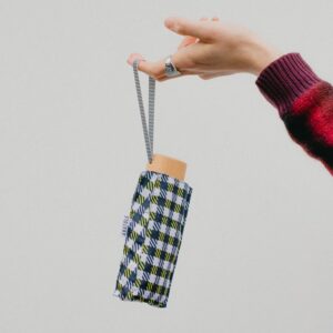 Parasol Compact Tweed & Check Kratka Gingham Czarny-limonkowy - Thumbnail Image 4
