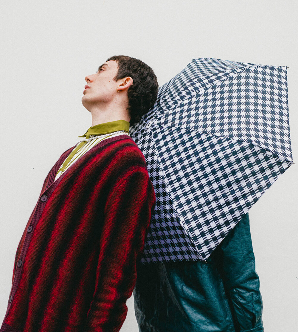 Parasol Compact Tweed & Check Kratka Gingham Czarny - obrazek 3