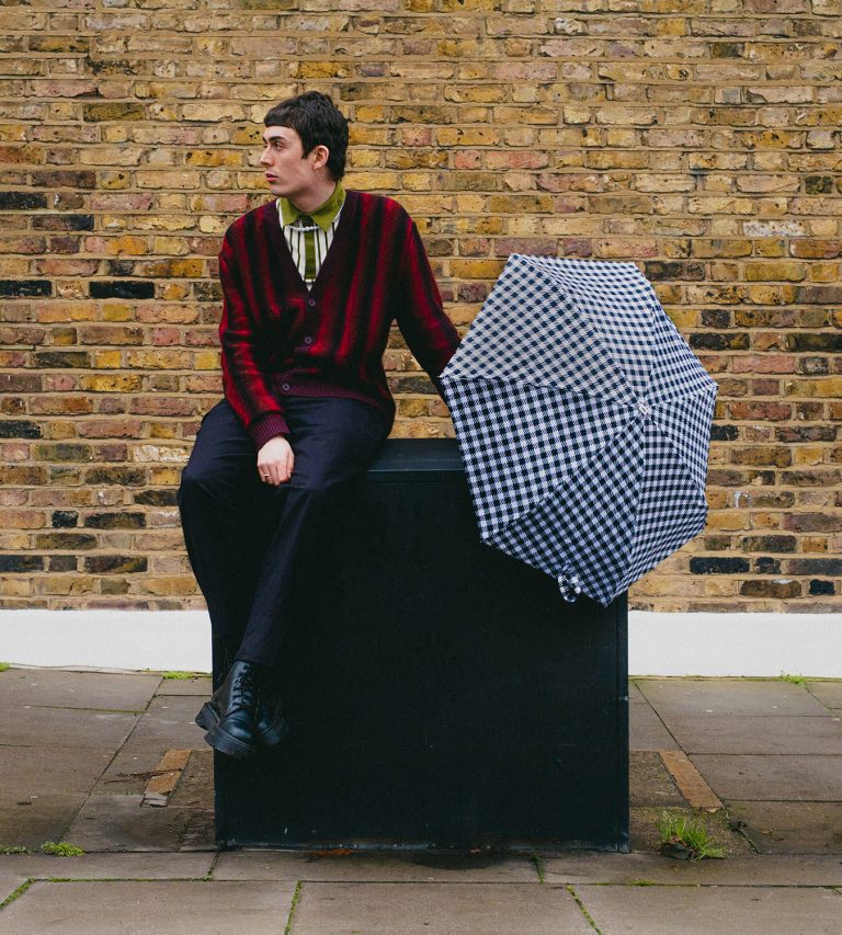 Parasol Compact Tweed & Check Kratka Gingham Czarny - obrazek 5