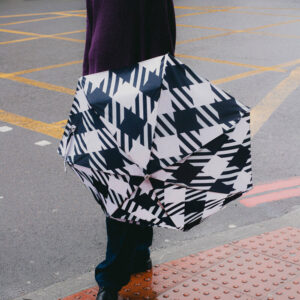 Parasol Compact Tweed & Check Kratka Gingham Oversize Czarny - Thumbnail Image 4
