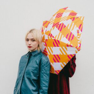 Parasol Compact Tweed & Check Kratka Gingham Oversize Pomarańczowo-fioletowy - Thumbnail Image 4