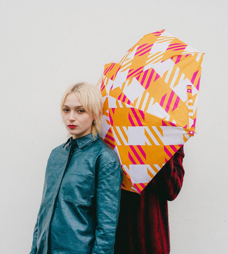 Parasol Compact Tweed & Check Kratka Gingham Oversize Pomarańczowo-fioletowy - obrazek 4