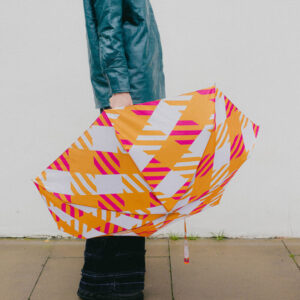Parasol Compact Tweed & Check Kratka Gingham Oversize Pomarańczowo-fioletowy - Thumbnail Image 5