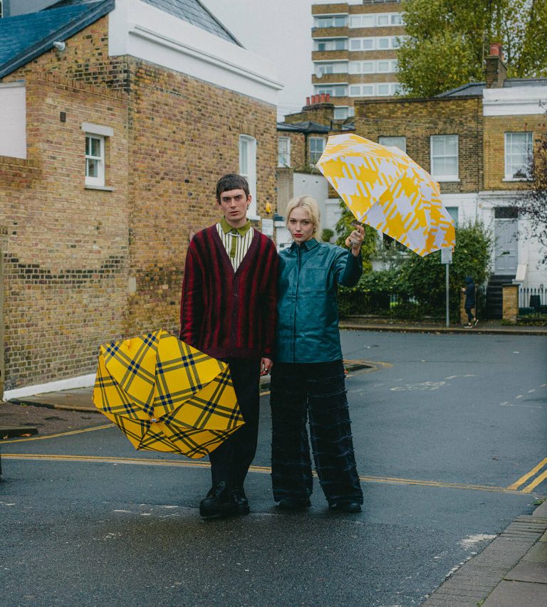 Parasol Compact Tweed & Check Kratka Gingham Oversize żółta - obrazek 3
