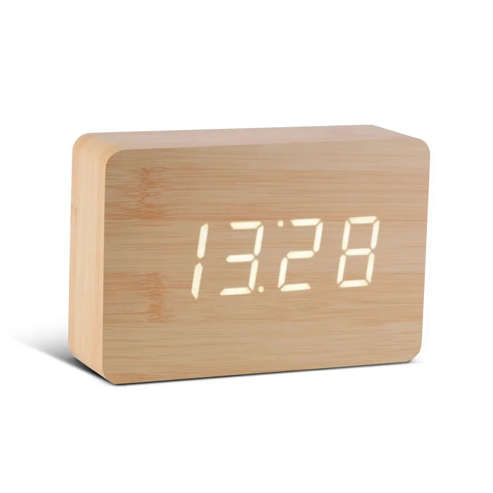 Budzik Brick Click Biały buk LED