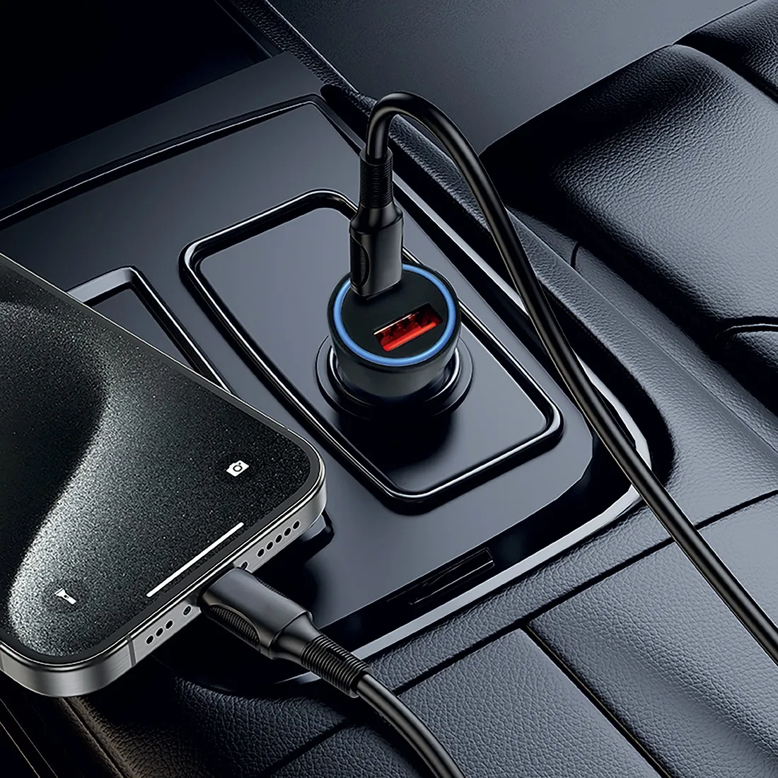 IronCar Aluminiowa ładowarka samochodowa USBA+ USBC z podwójnym wejściem – 48 W - obrazek 4