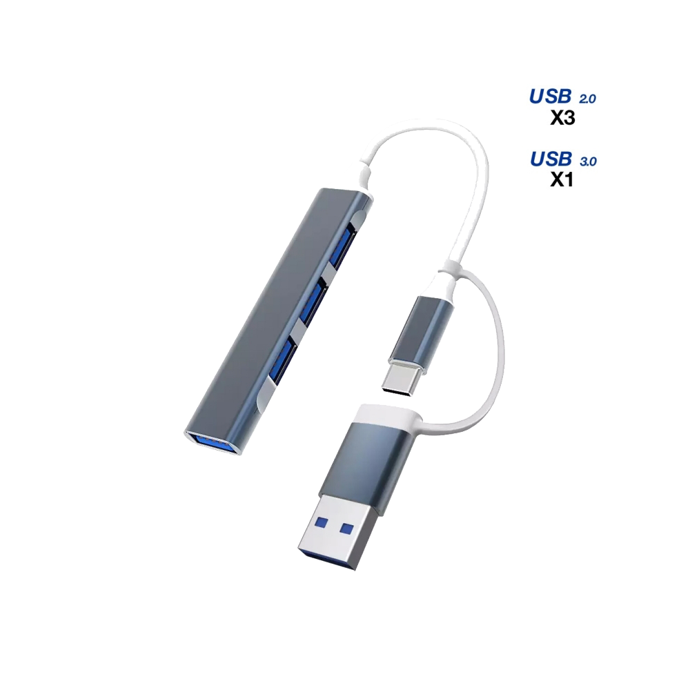 Hub USB-C/USB-A z 3 portami USB 2.0 + 1 portem USB 3.0 - obrazek 2