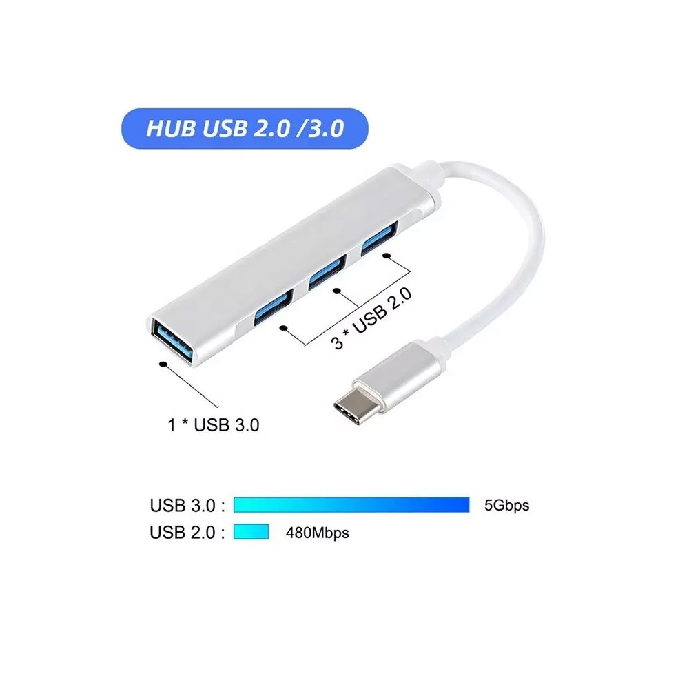 Hub USB-C/USB-A z 3 portami USB 2.0 + 1 portem USB 3.0 - obrazek 4