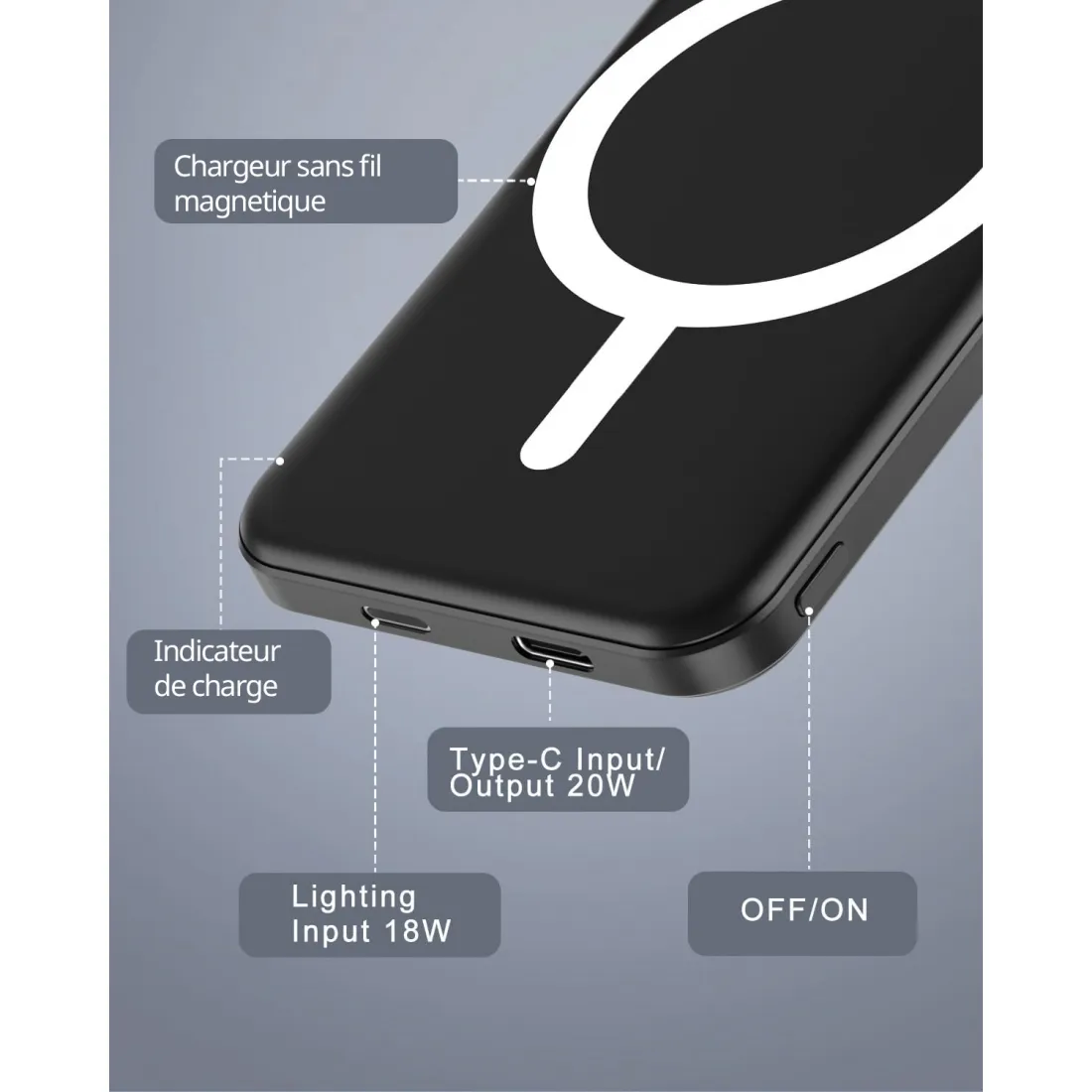 Powerbank MagSafe Slim 5000mAh Czarny - obrazek 3