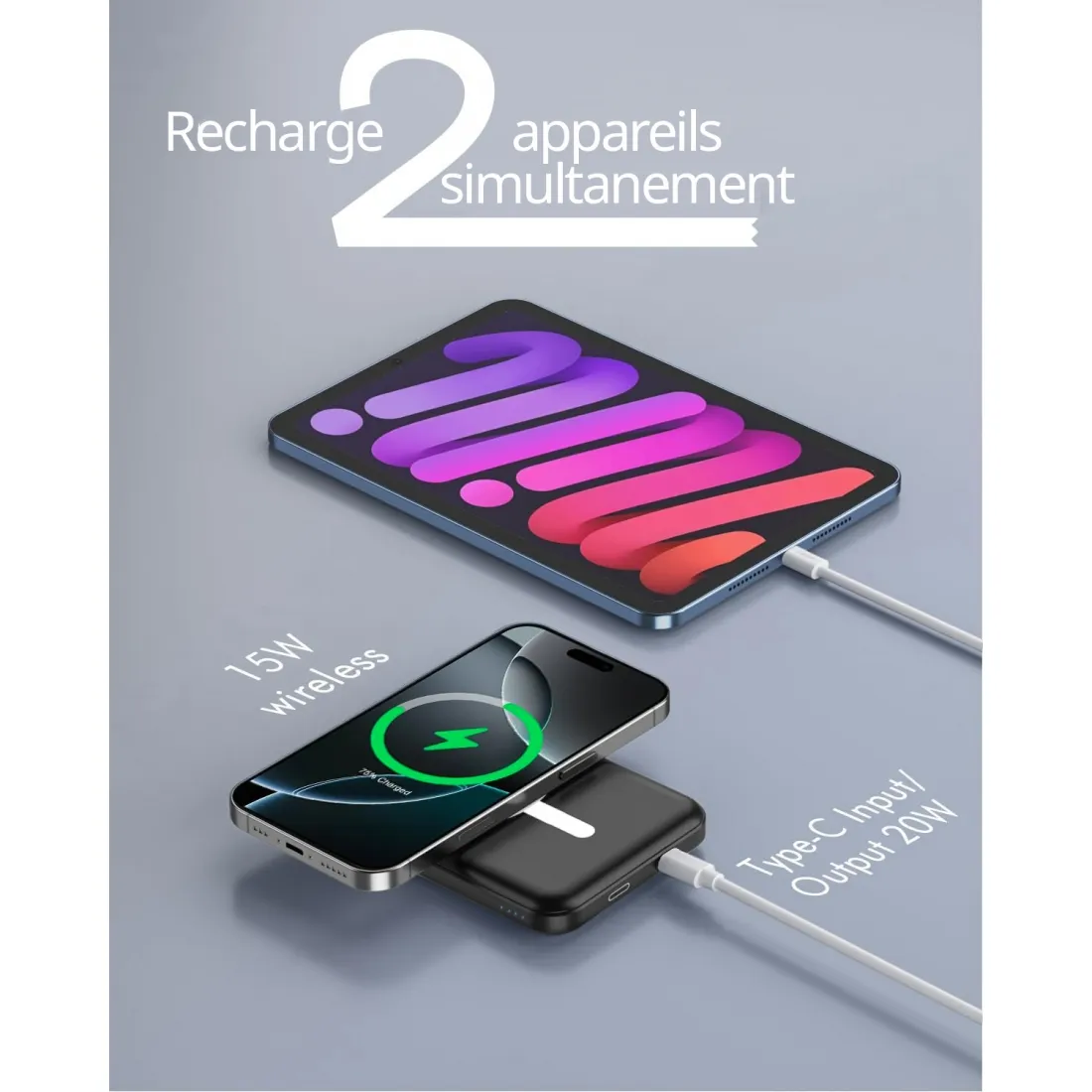 Powerbank MagSafe Slim 5000mAh Czarny - obrazek 5