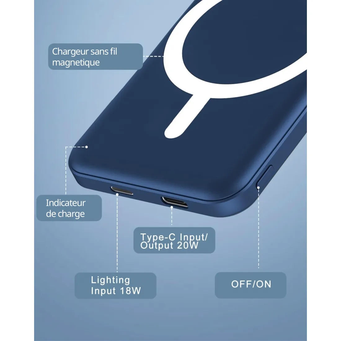 Powerbank MagSafe Slim 5000mAh Granatowy - obrazek 3