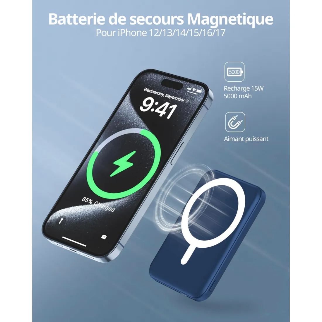 Powerbank MagSafe Slim 5000mAh Granatowy - obrazek 4