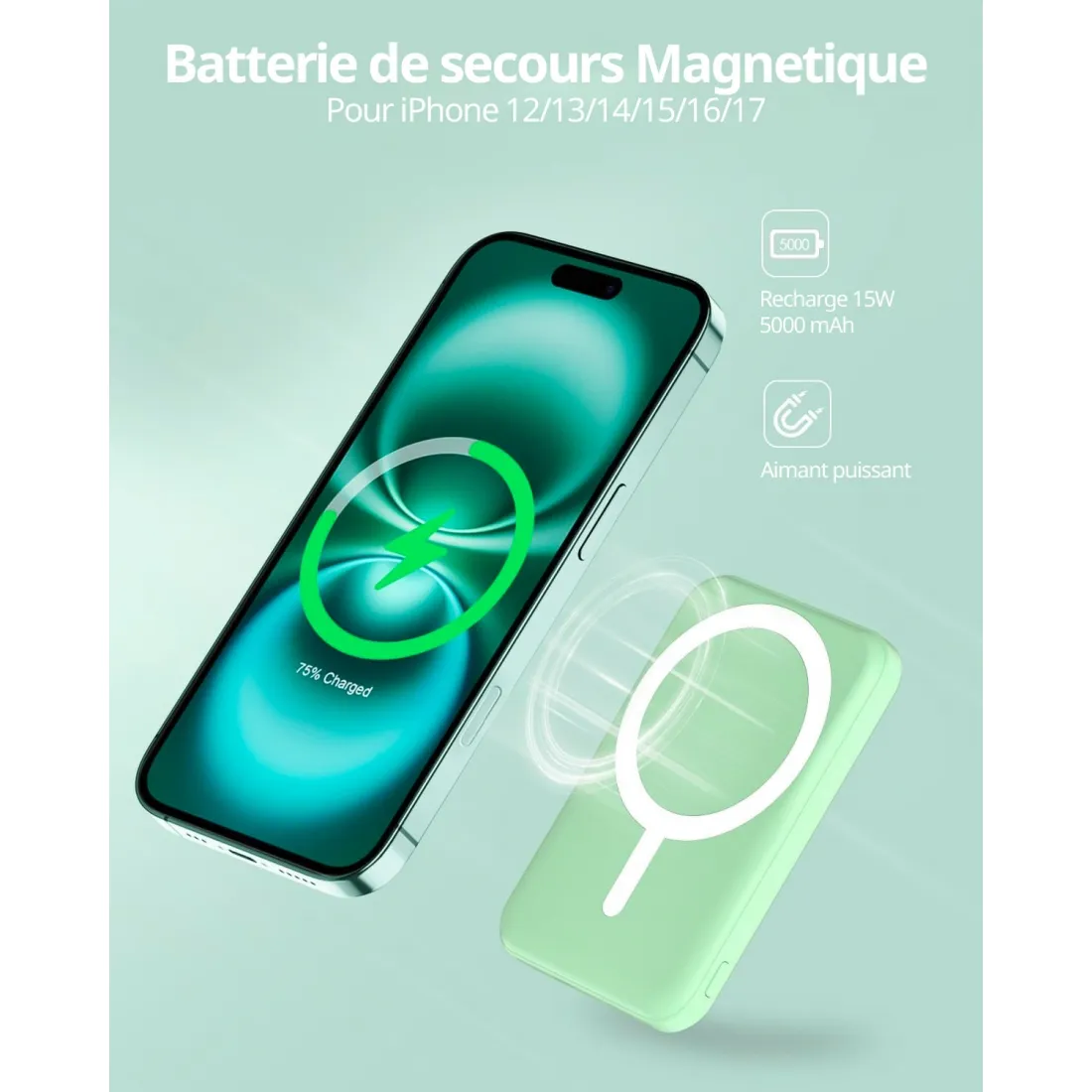 Powerbank MagSafe Slim 5000mAh Zielony - obrazek 3