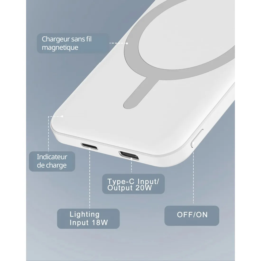 Powerbank MagSafe Slim 5000mAh Biały - obrazek 3