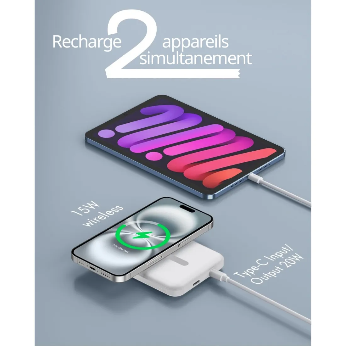 Powerbank MagSafe Slim 5000mAh Biały - obrazek 5