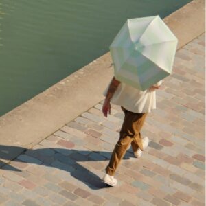 Parasol Compact Stripes Sun & Rain Zielony - Thumbnail Image 2