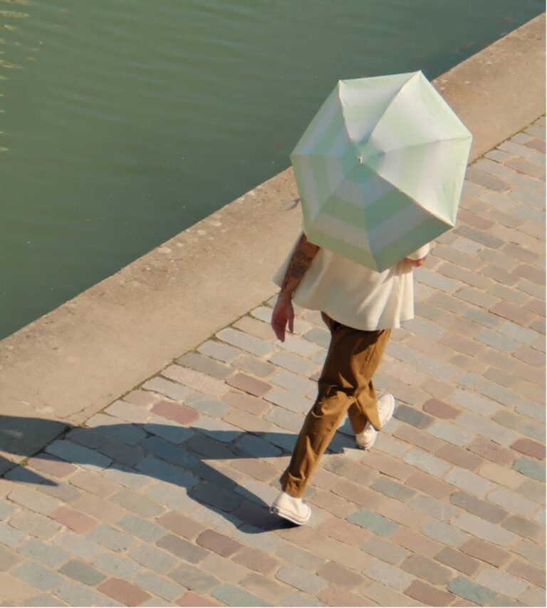 Parasol Compact Stripes Sun & Rain Zielony - obrazek 2